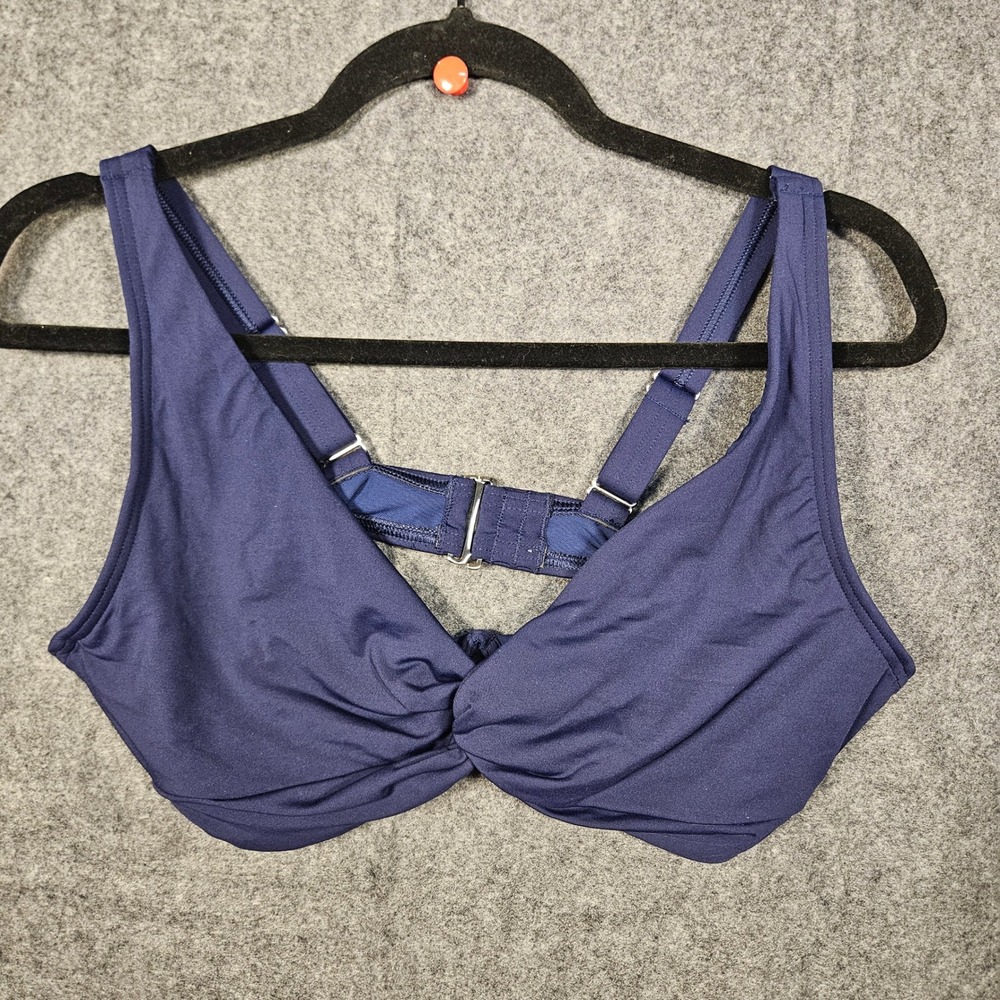 Lands End Women Twist Front Bikini Top Underwire Swim Vacation Resort Sz 8 DD